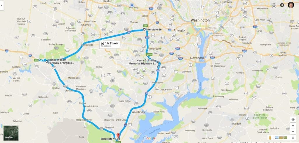 map of autonomous vehicle testing roads in northern virginia