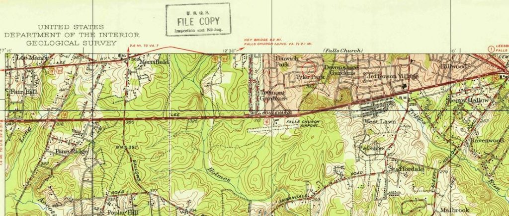 Falls Church Airpark map 1951