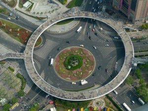 Pedestrian roundabout in Shanghai, China.