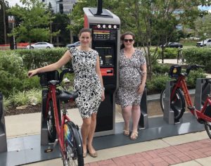 Lydia Shackelford and Nicole Wynands at Dunn Loring Merrifield Metro Capital Bikeshare Station