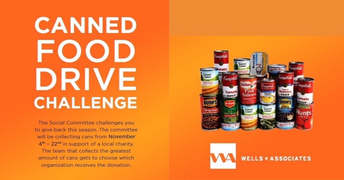 wells + associates november 2019 canned food drive graphic header