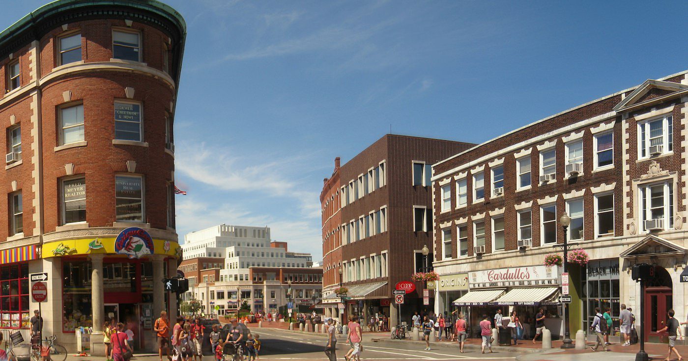 Harvard Square - Cambridge MA - walkable pedestrian scene