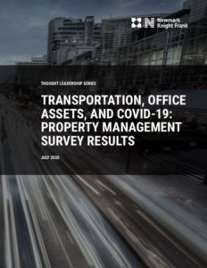 Transportation, Office Assets, and COVID-19 - white paper front cover - report by wells + associates and Newmark Knight Frank