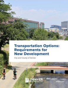 Cover of Denver TDM brochure - Transportation Options: Requirements for New Development