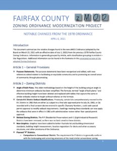 Fairfax County Updated zMOD Zoning Ordinance - thumbnail image of executive summary