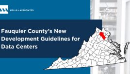 Graphic showing Fauquier County highlighted on a map of Virginia with New Development Guidelines for Data Centers