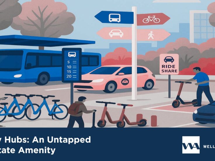 depiction of a mobility hub for article by Marie Cox, TDM-CP